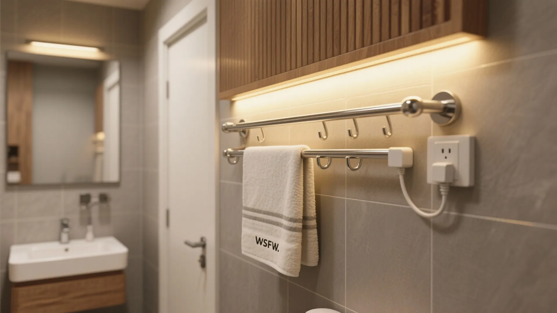 3. Heated towel rails with hooks