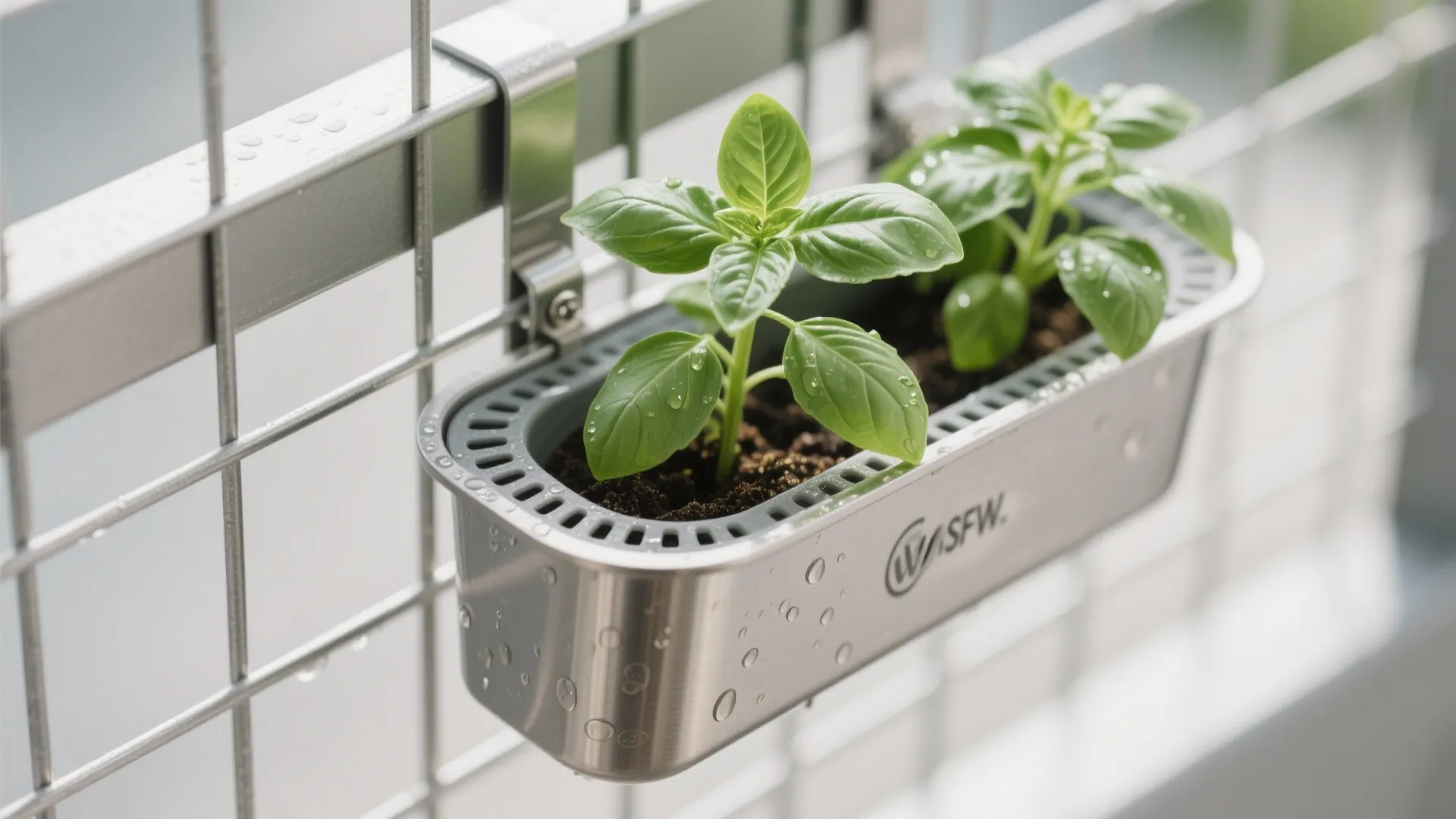 Modular Herb Grid on a Backsplash