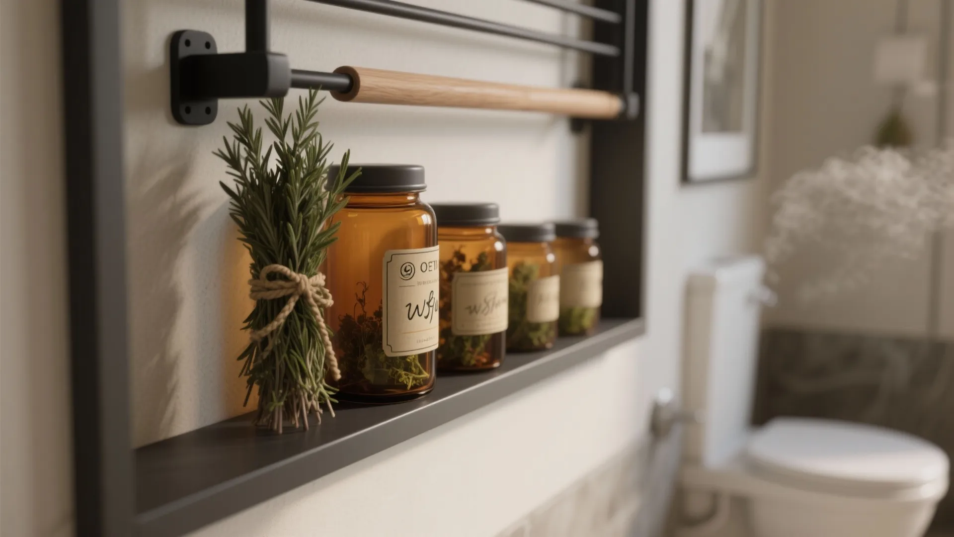 3) Herbology Corner: Drying Rack, Apothecary Jars, and Labels