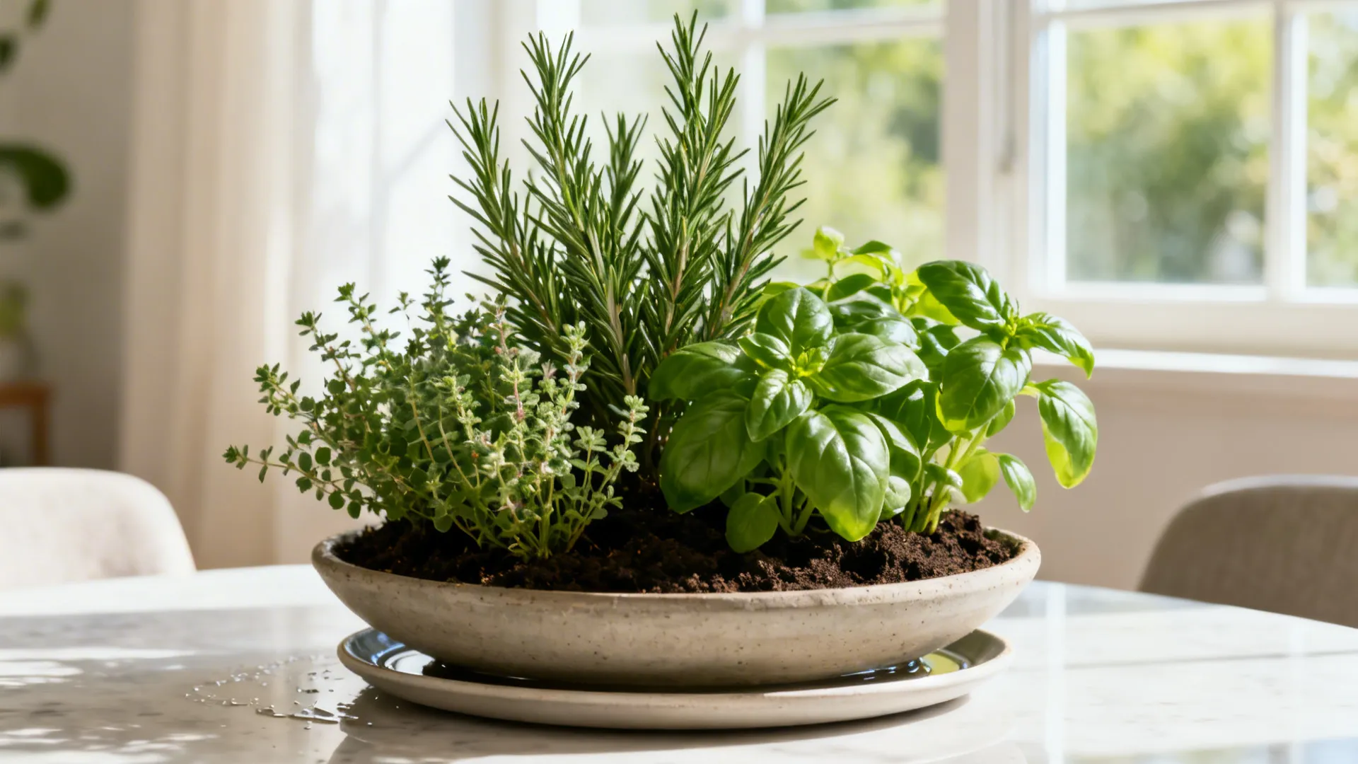 5. Living centerpiece with compact herb garden