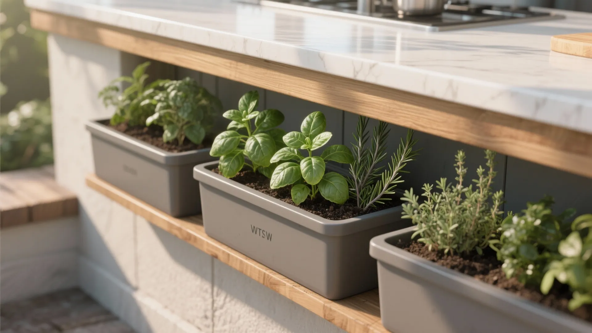 5. Integrated Planter Boxes and Herb Station
