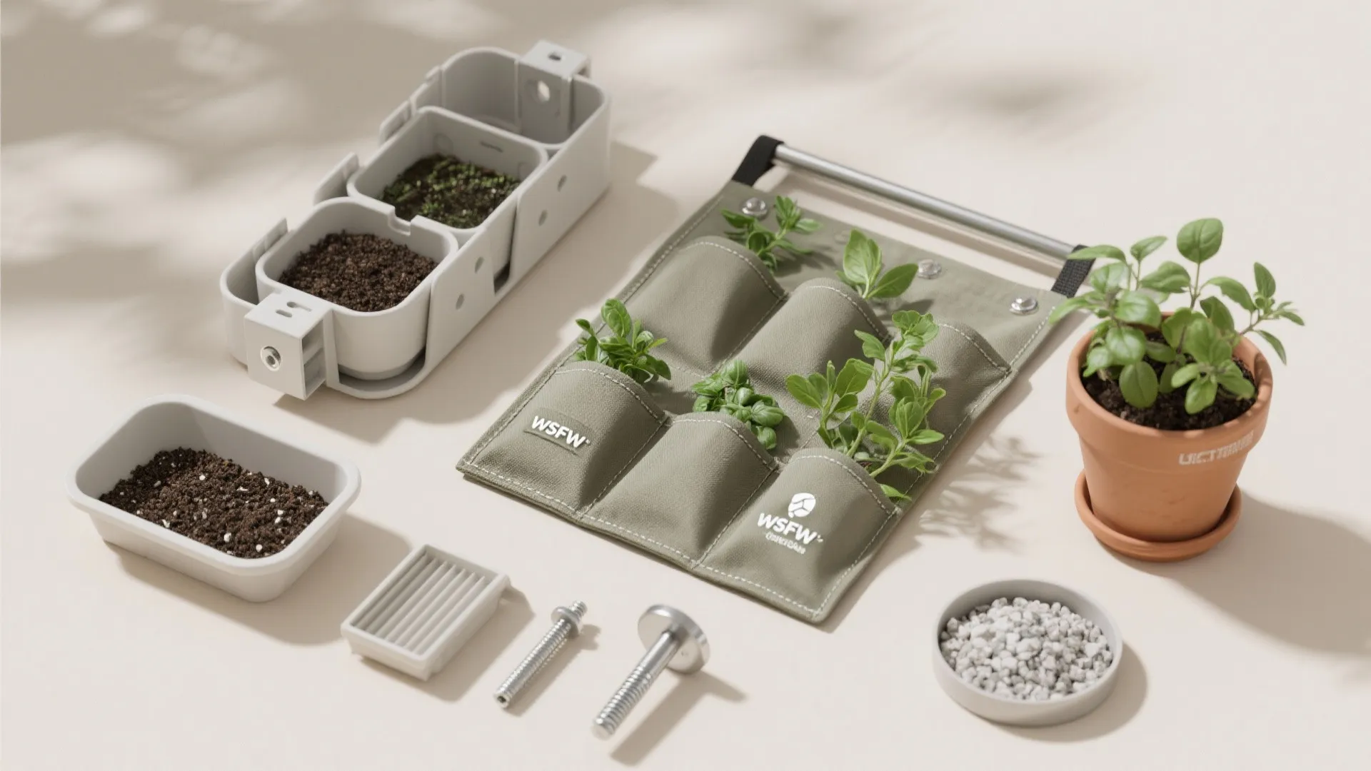 Wall-Mounted Pocket Planters for Herbs