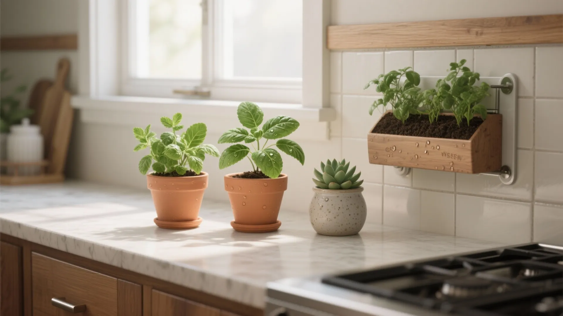3. Green touches: low-maintenance herbs and succulents