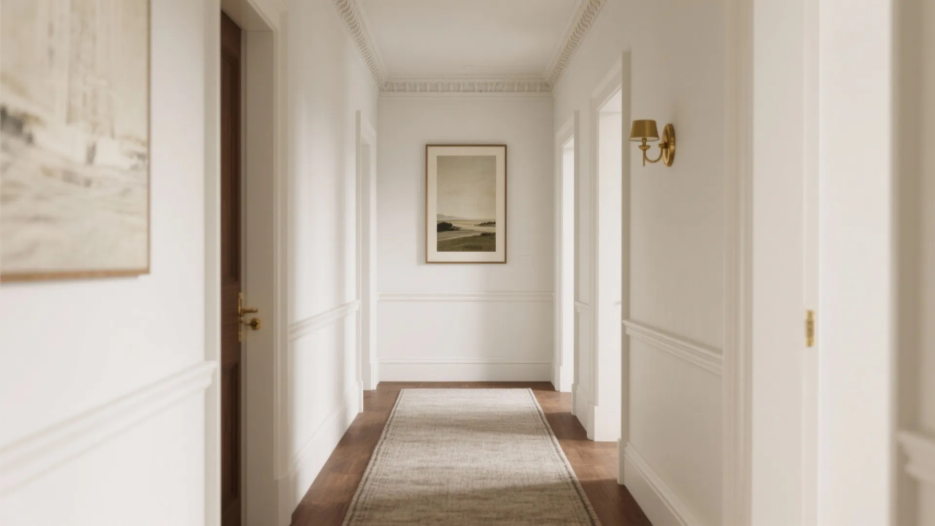 5) Heritage details: rugs, molding, and curated art