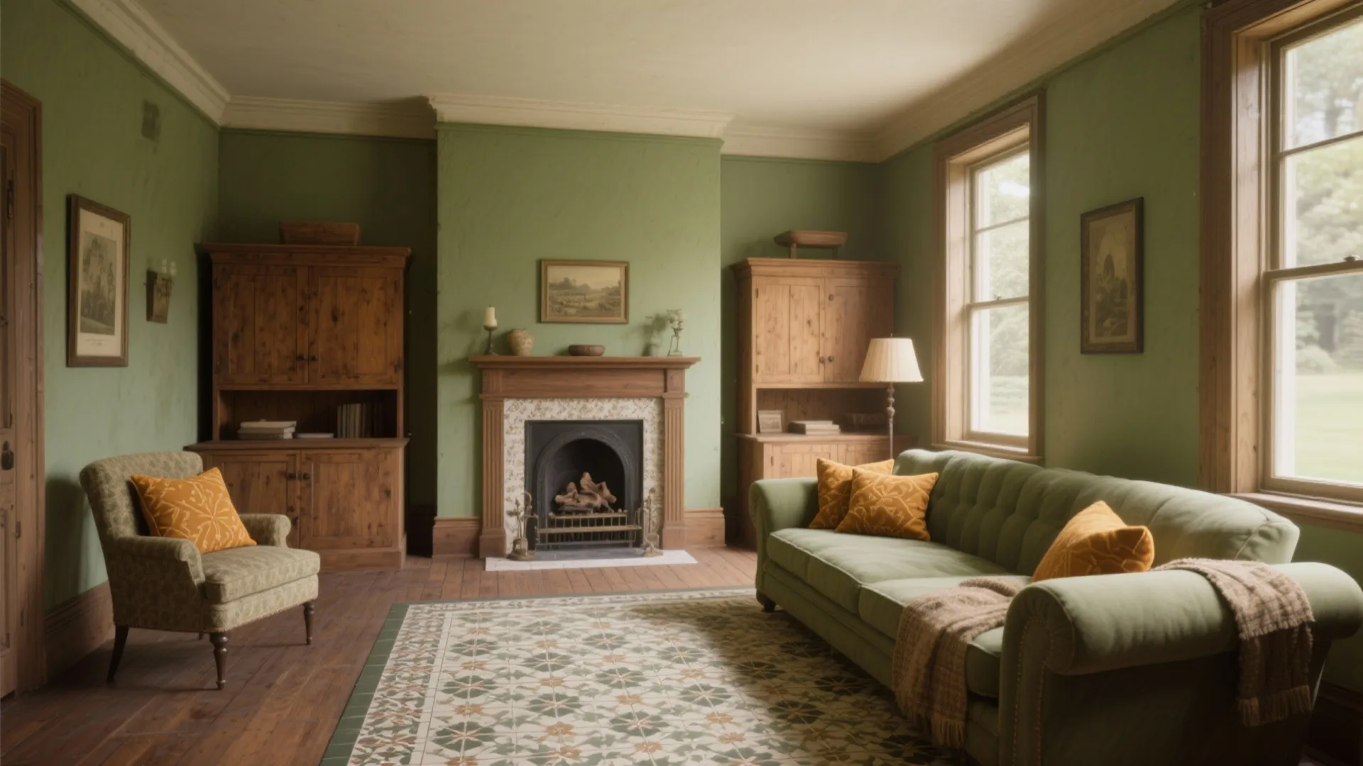 4. Heritage greens and earthy accents for authenticity