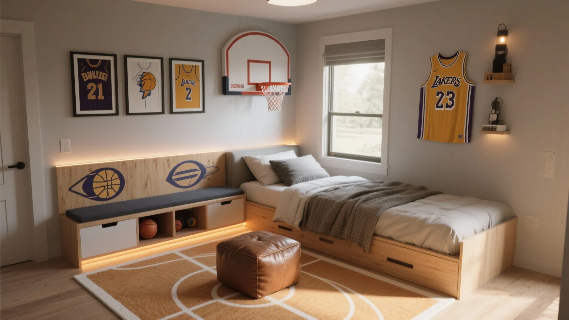Basketball Bedroom Decorations: 5 Creative Ideas: Small-space basketball bedroom ideas from a designer who’s accidentally put a hoop over a bed (true story)