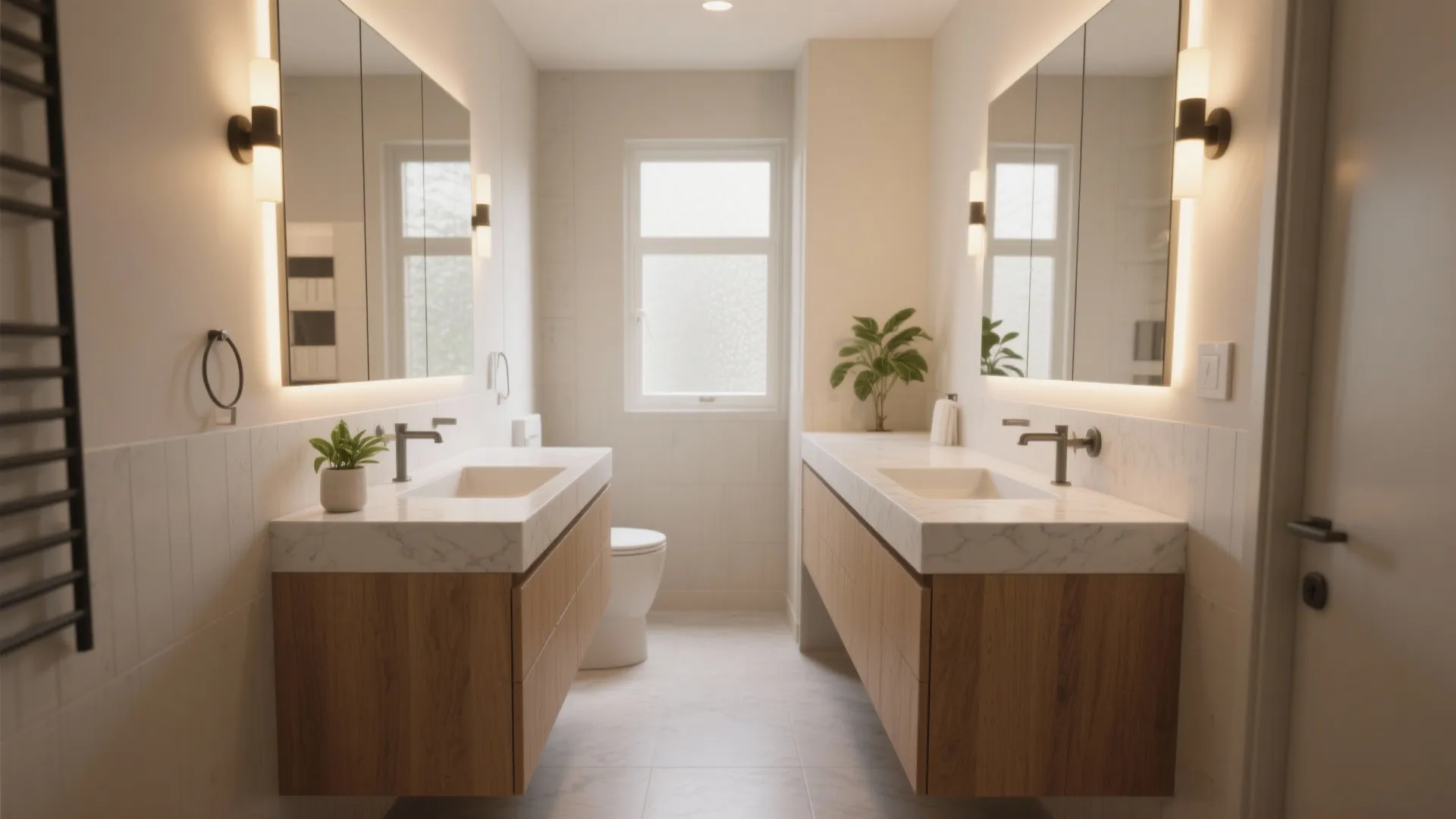 Double Sink Bathroom Vanities — 5 Ideas: Smart double sink vanity ideas for small and medium bathrooms, from floating units to split layouts