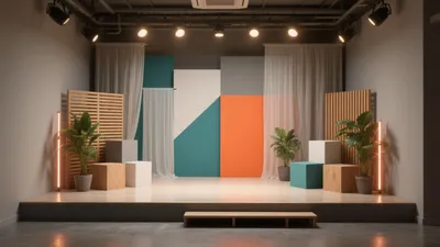 Modern Studio Space with Geometric Color Blocks