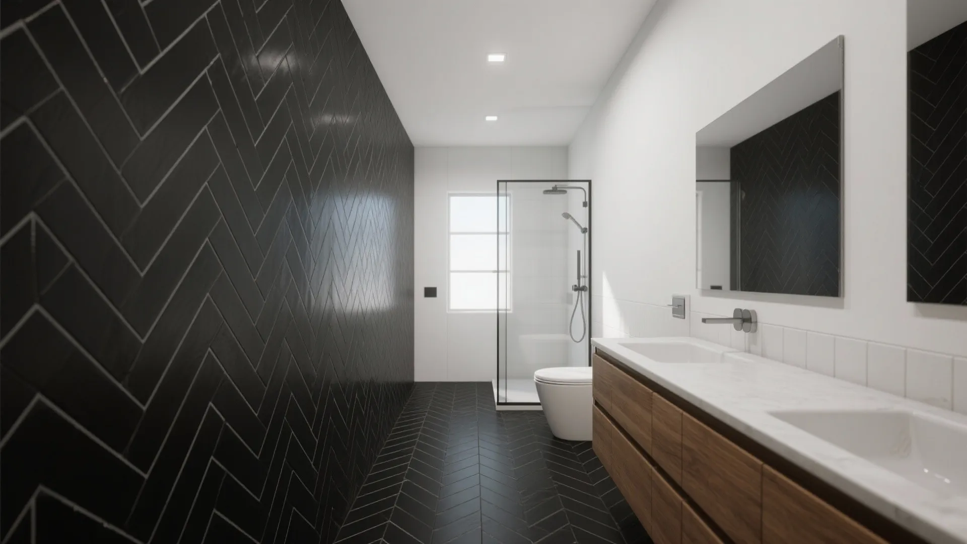 Black Herringbone Floor Pattern