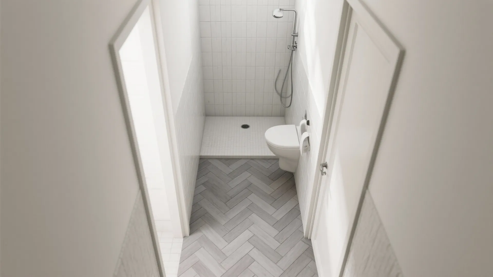 Pattern Play: Herringbone Floor, Vertical Stack Walls