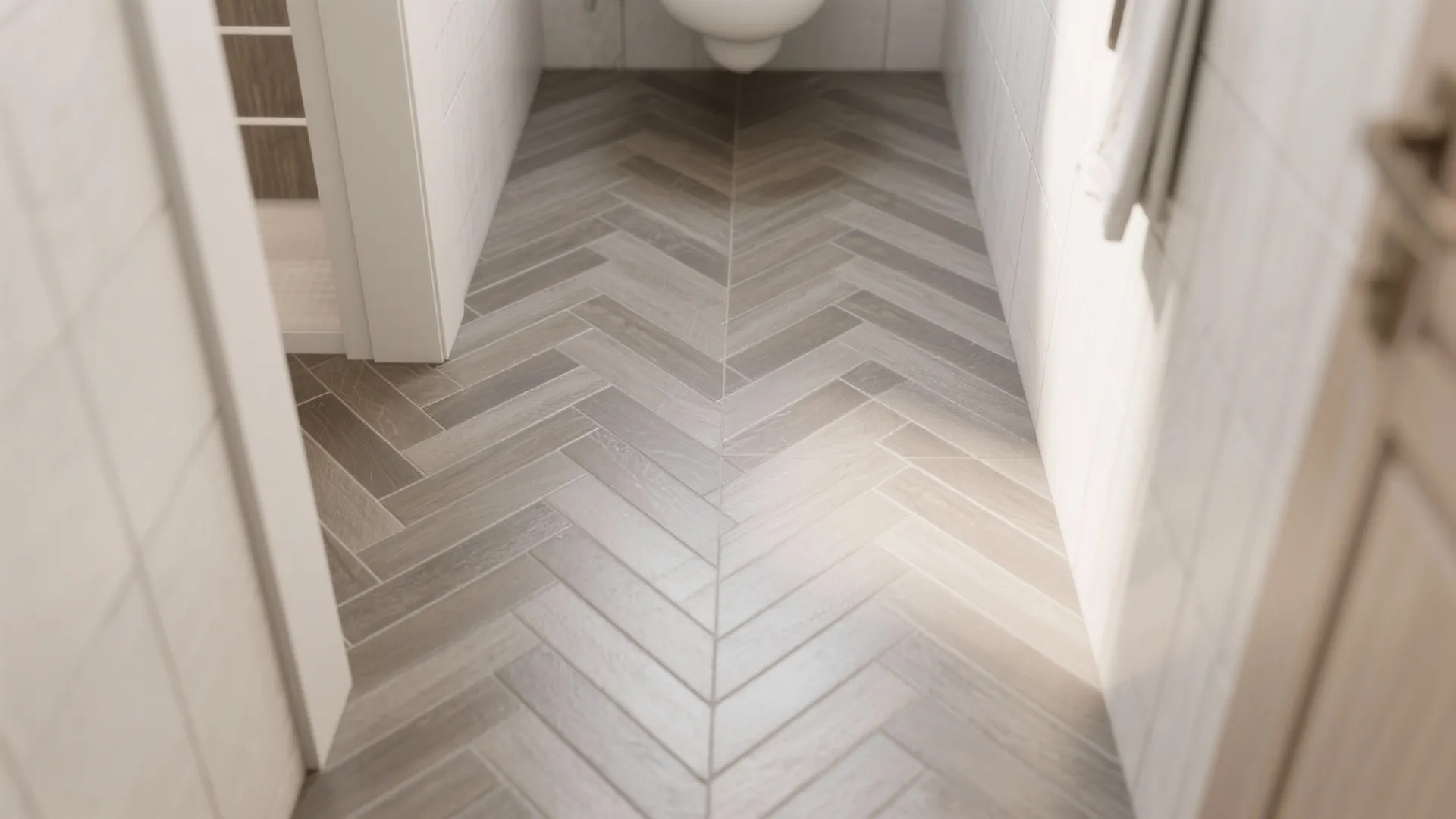 Herringbone and diagonal layouts to widen the room