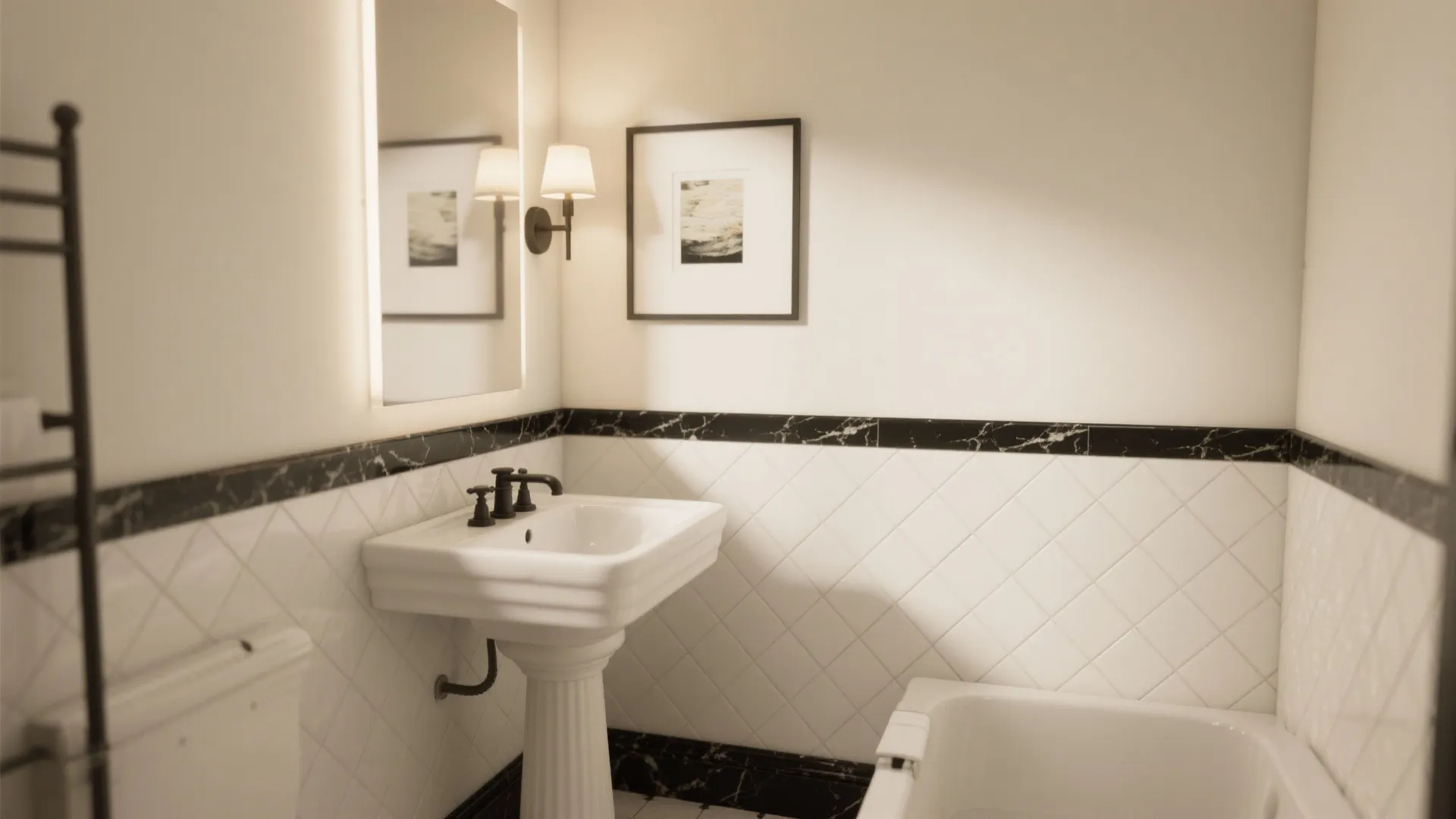 Herringbone Half-Wall With Cap Trim