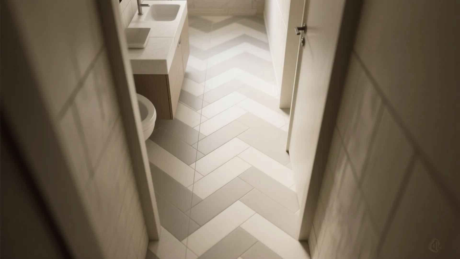 5) Diagonal or herringbone on the floor