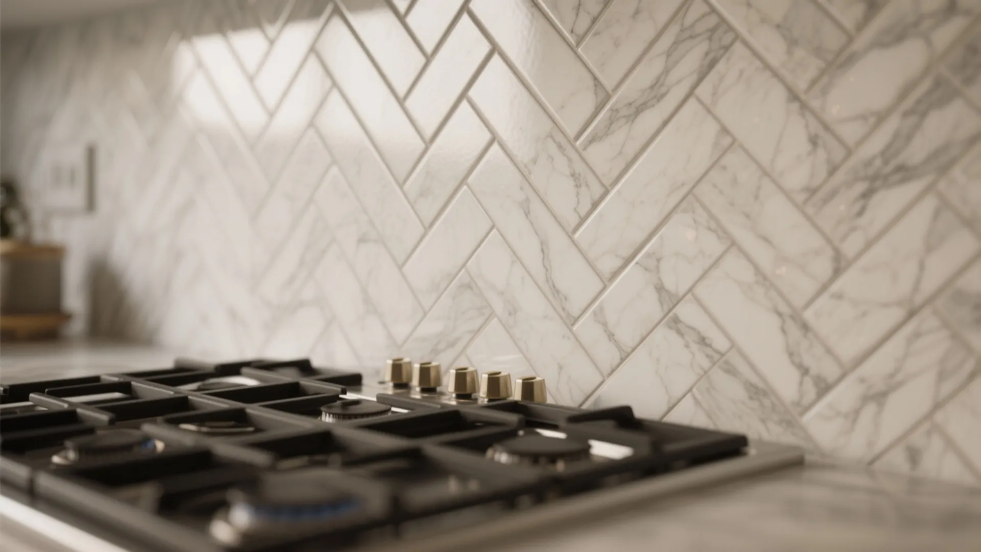 2. Herringbone or Chevron Accent