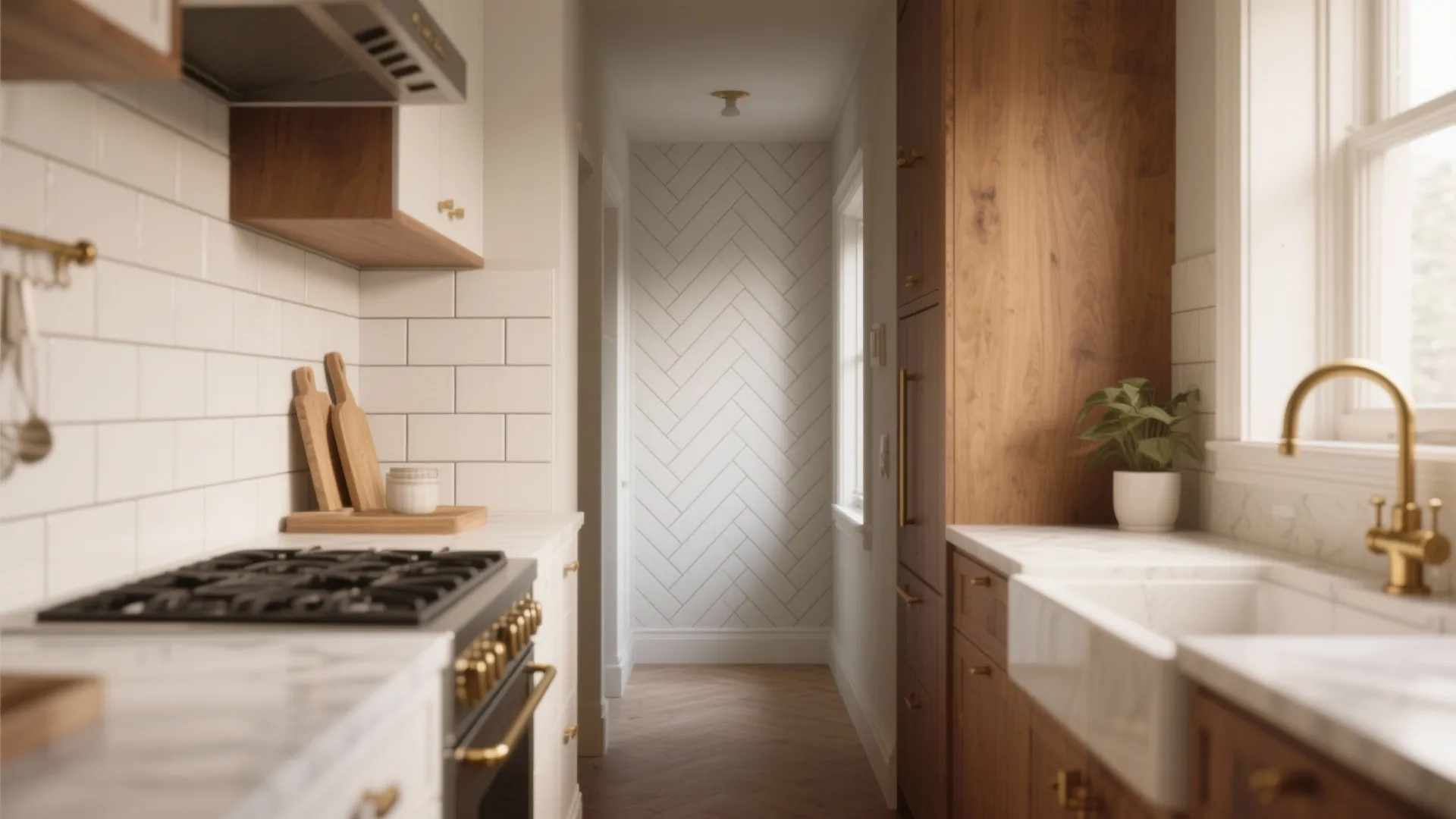 3. Herringbone or Diagonal Patterns to Guide the Eye