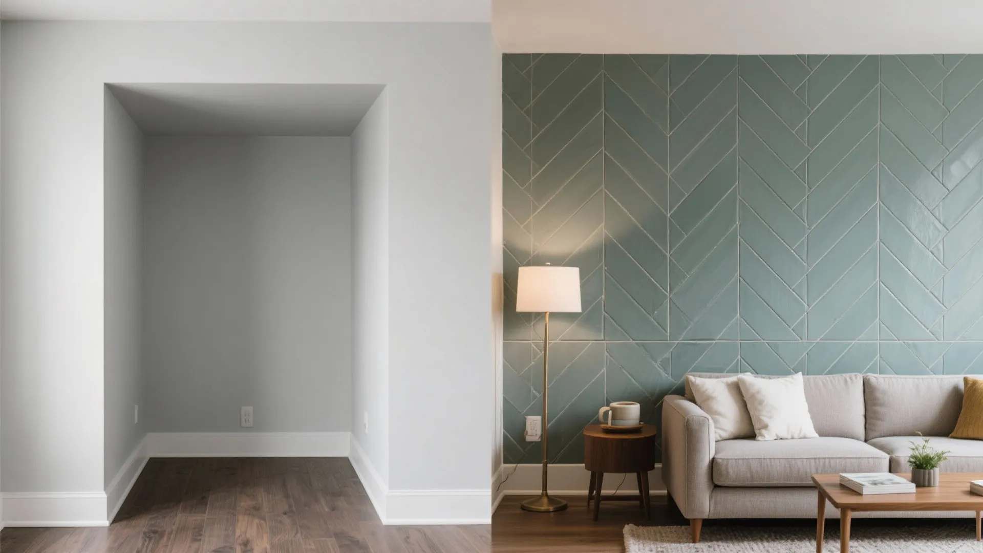 Matte subway tile in a herringbone field for texture without noise