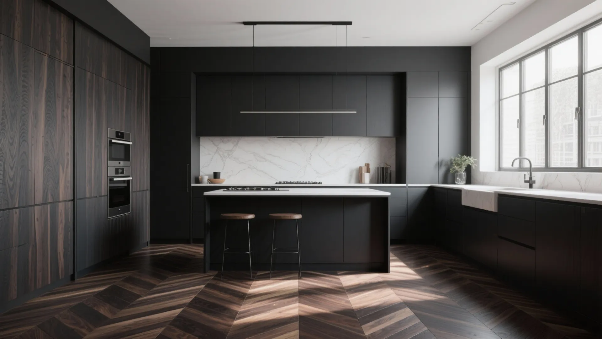 6. Herringbone Oak with Ebony Stain