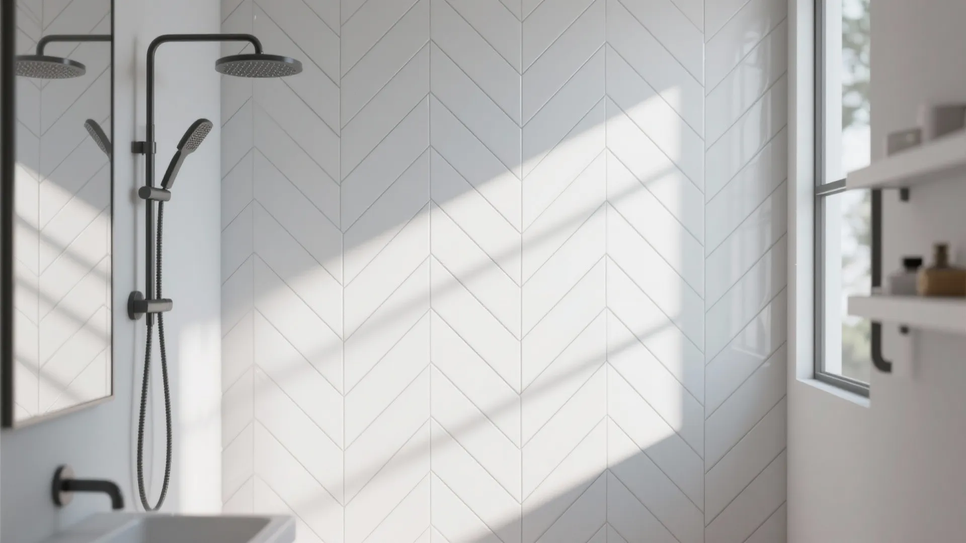 6. Herringbone Layout in Gloss White