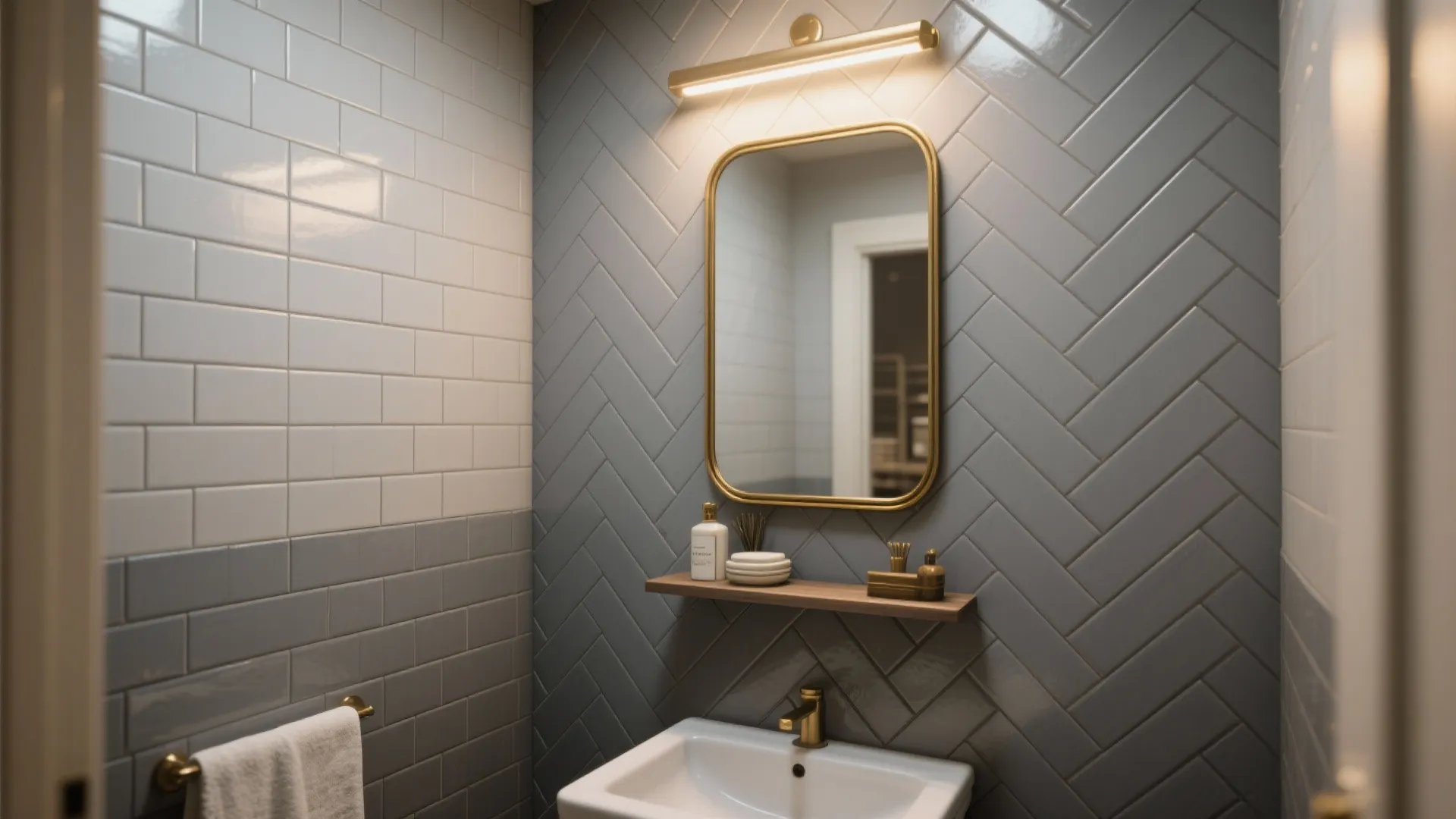 3. Herringbone Accent Wall for Visual Drama