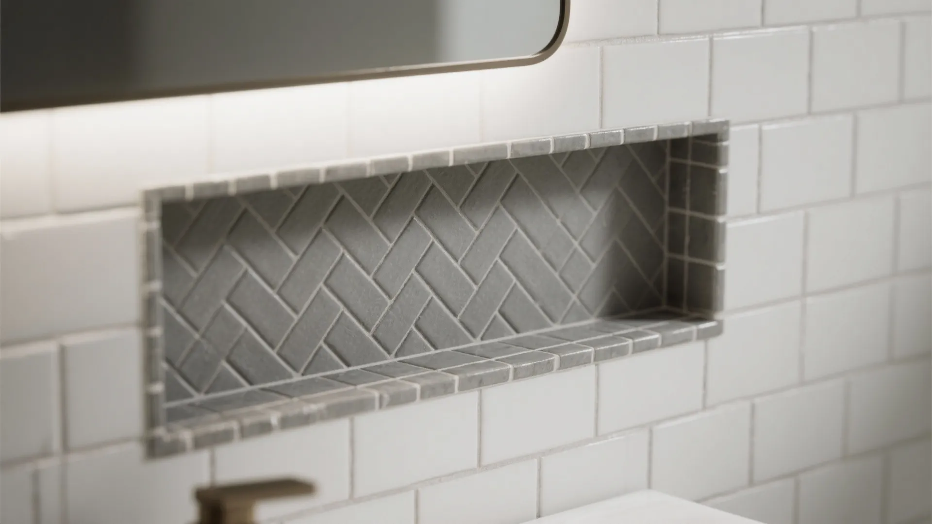 3. Herringbone Grey Tile Accent