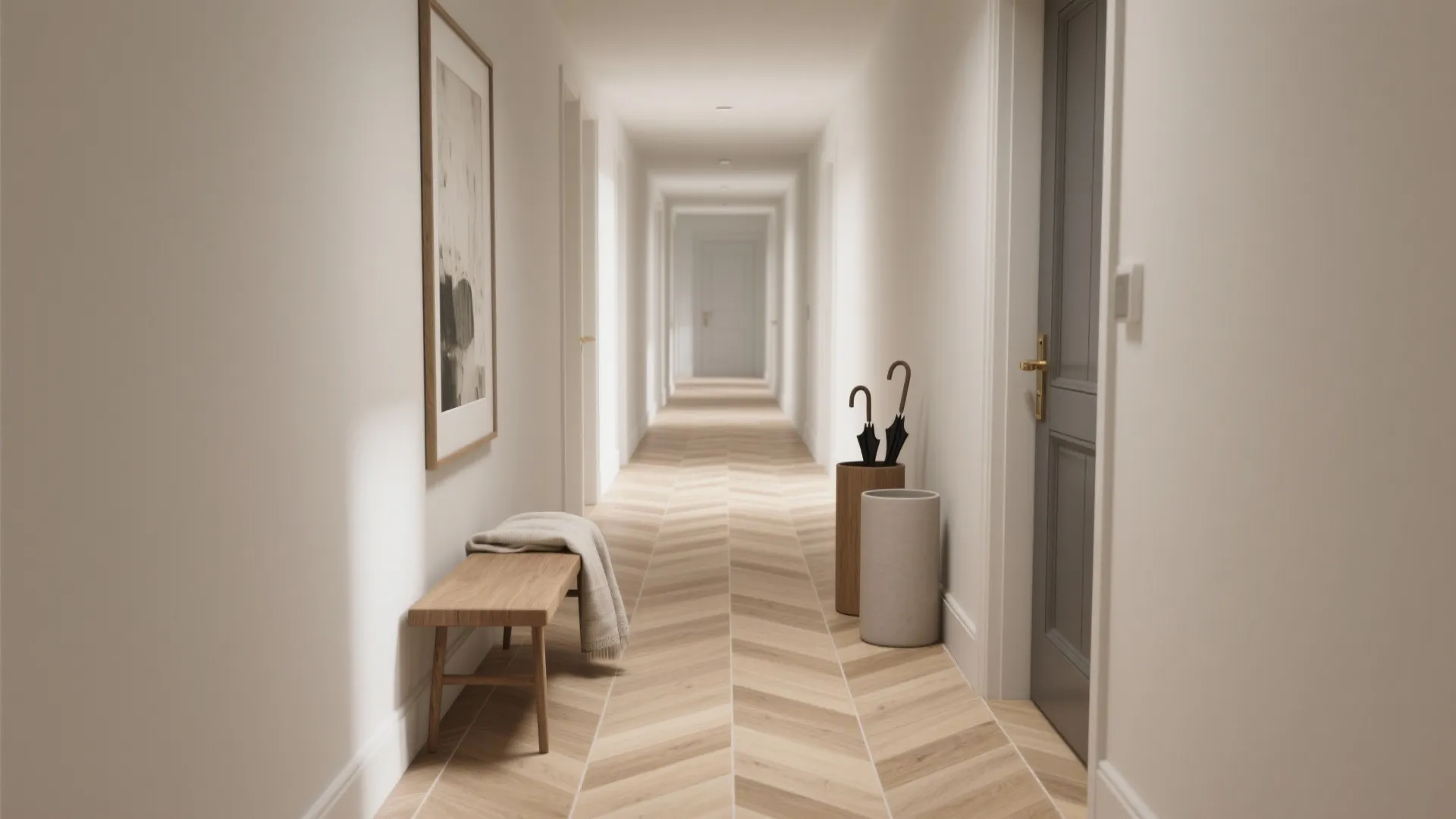Wood-Look Herringbone to Warm the Hall