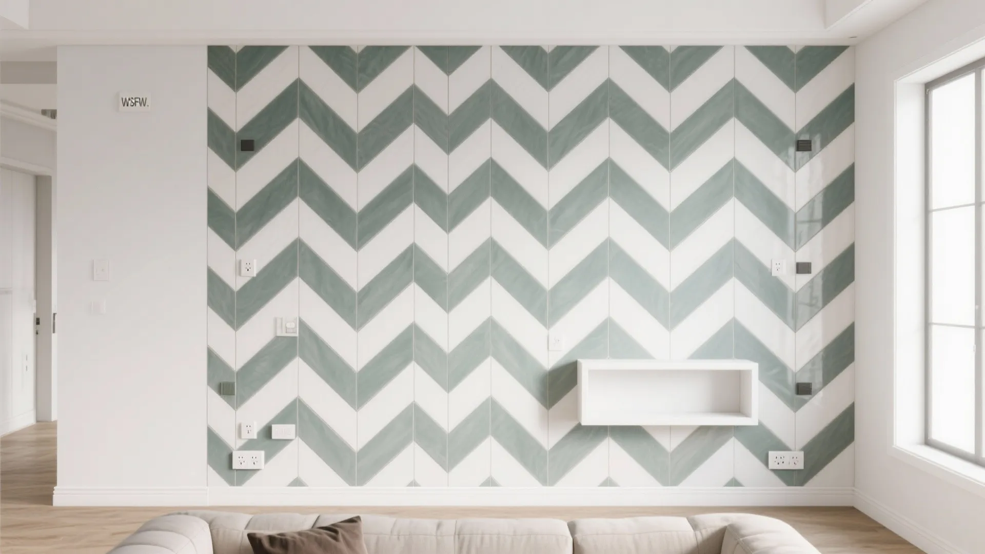 Matte subway tile in a herringbone field for texture without noise