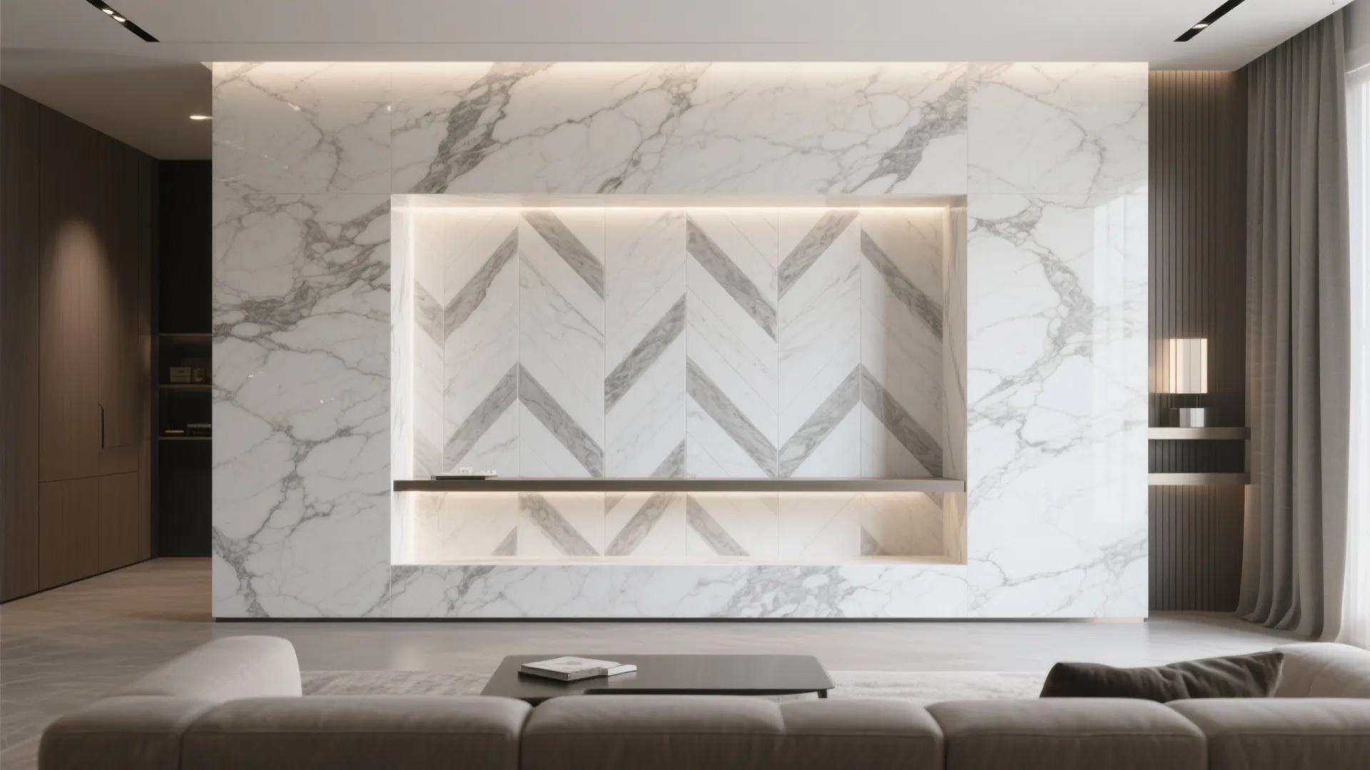 3. Herringbone marble tiles for understated luxury