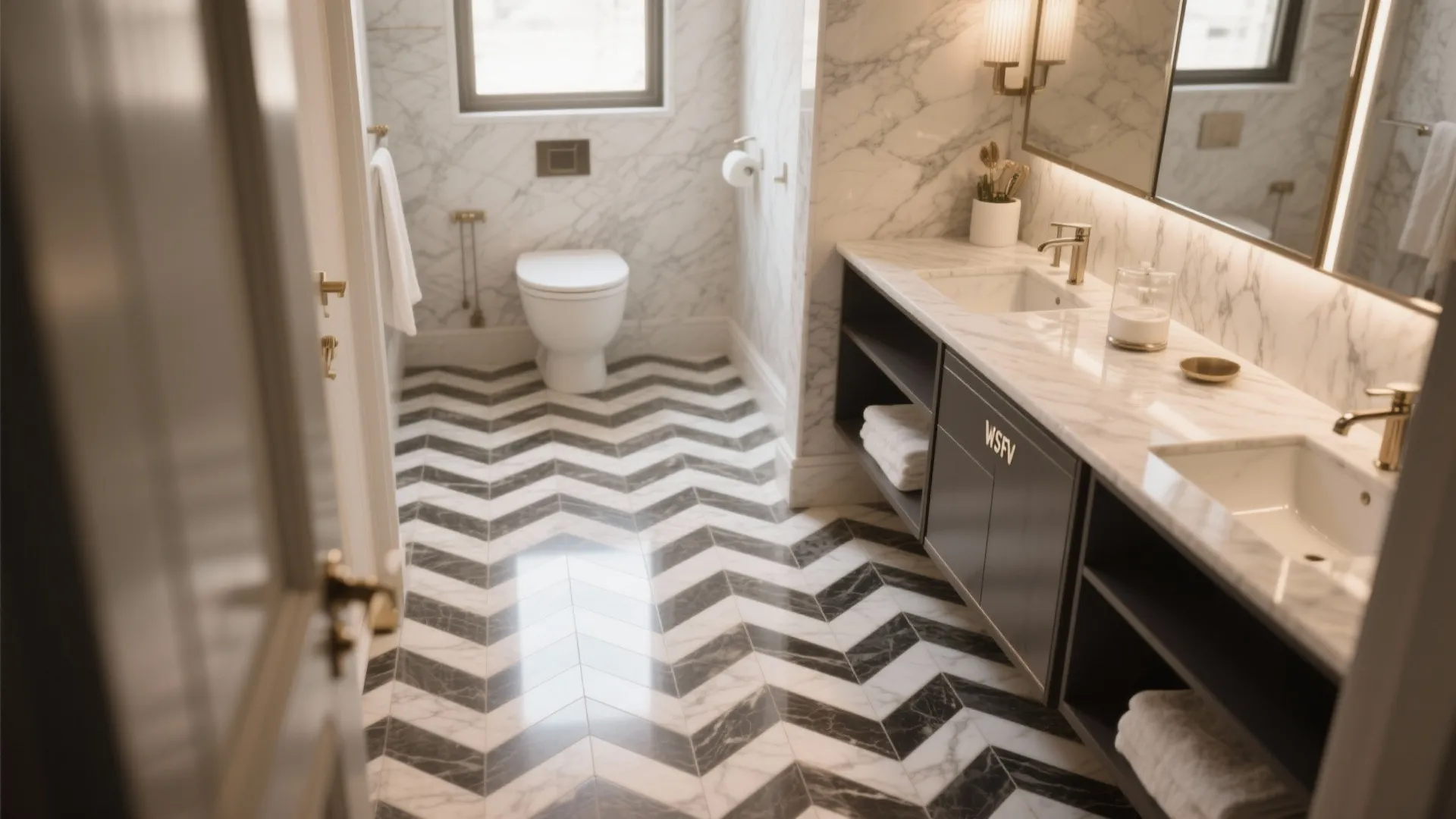 2. Herringbone Marble