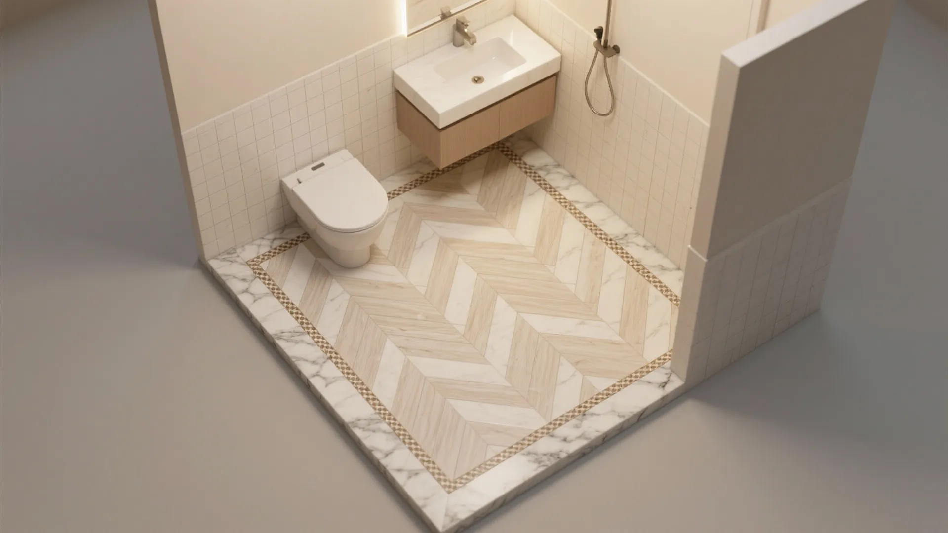 5) Pattern play: herringbone, borders, and niche details