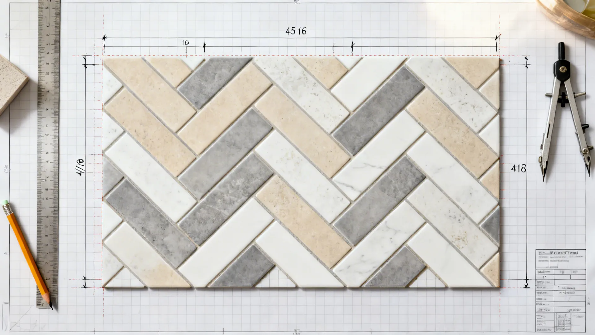 Porcelain herringbone for high-durability texture