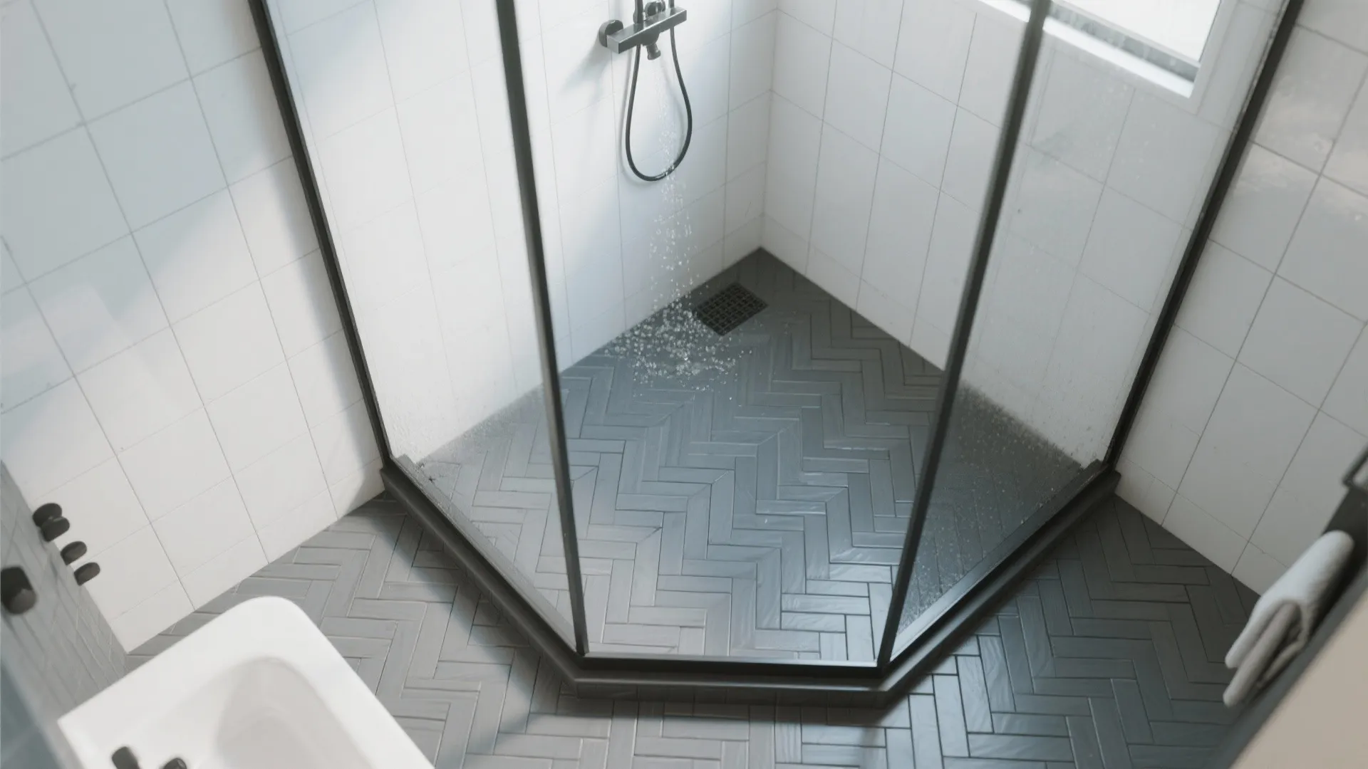 2. Subtle Herringbone Shower Floor
