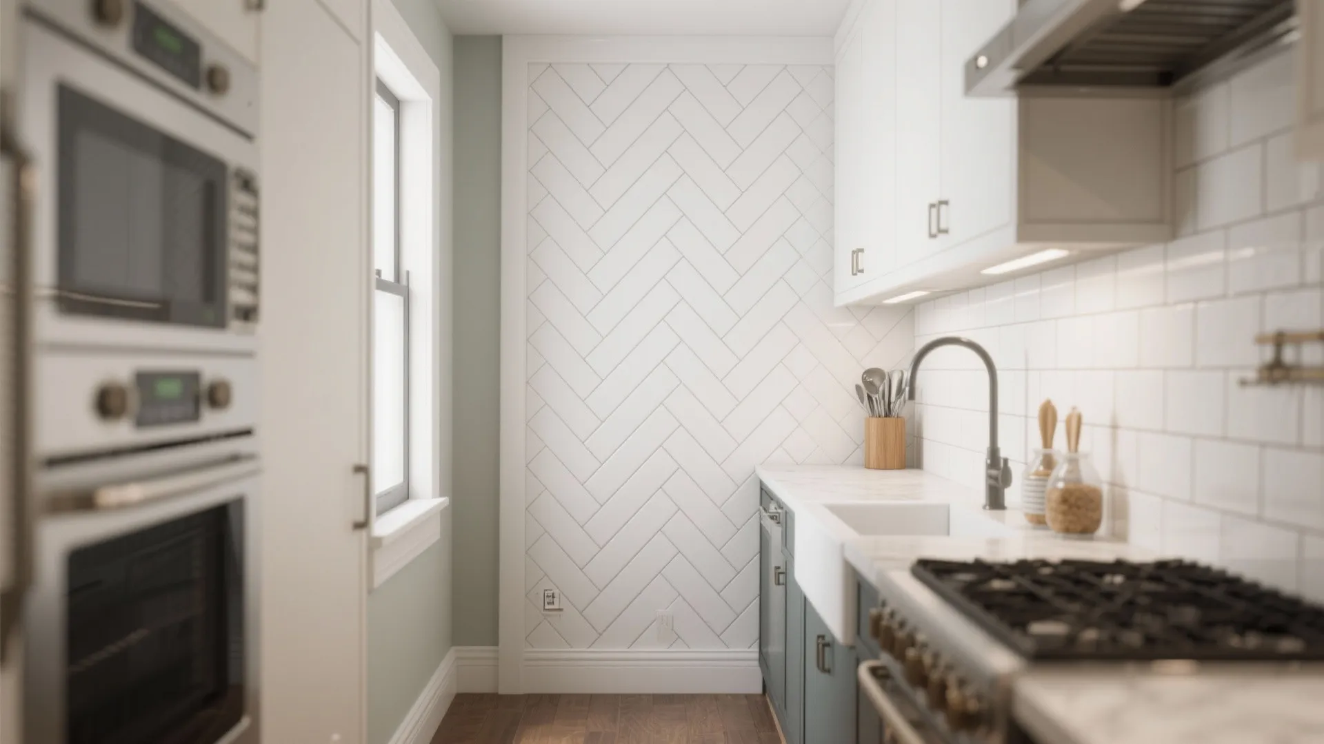 1. Herringbone Subway Tiles