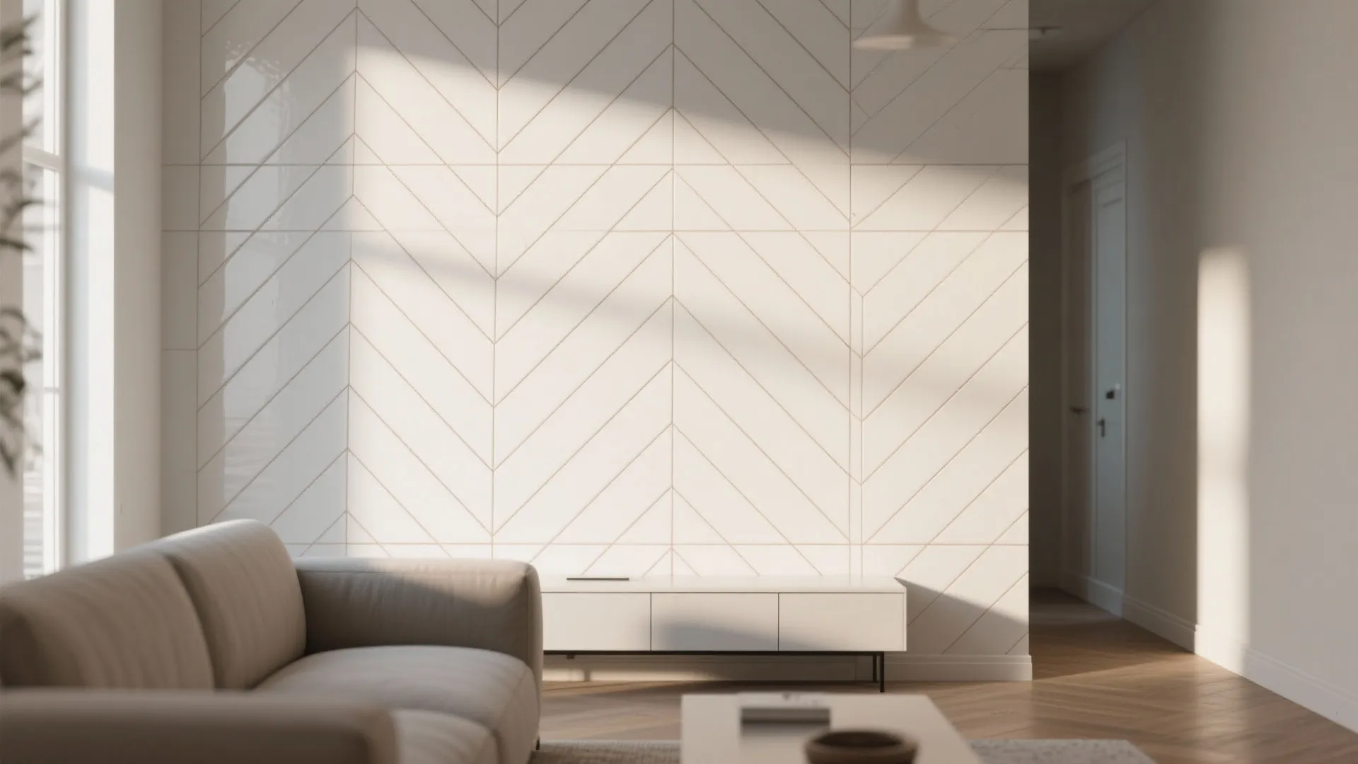 1. Subway tiles in a herringbone twist