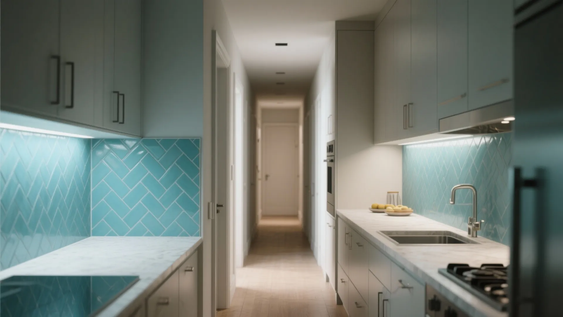 4. Blue Chevron or Herringbone to Guide the Eye