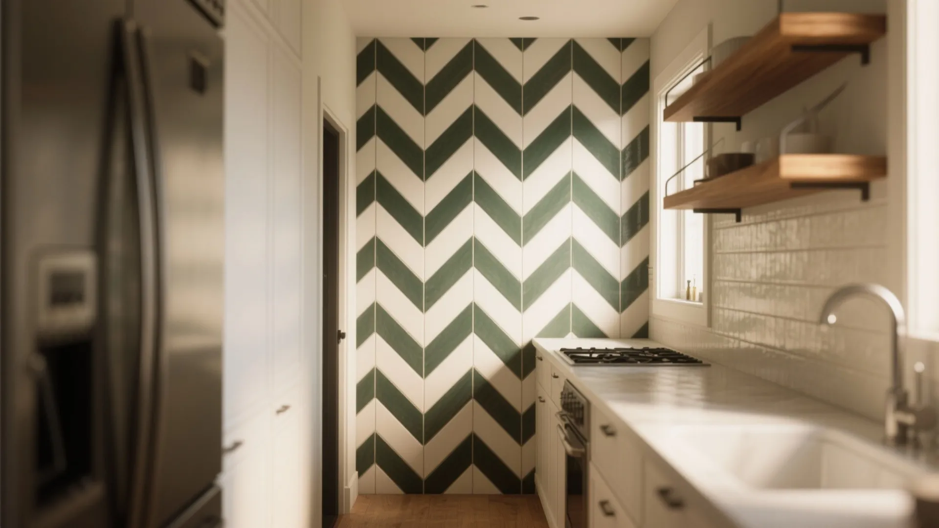 4. Herringbone or vertical subway for subtle texture