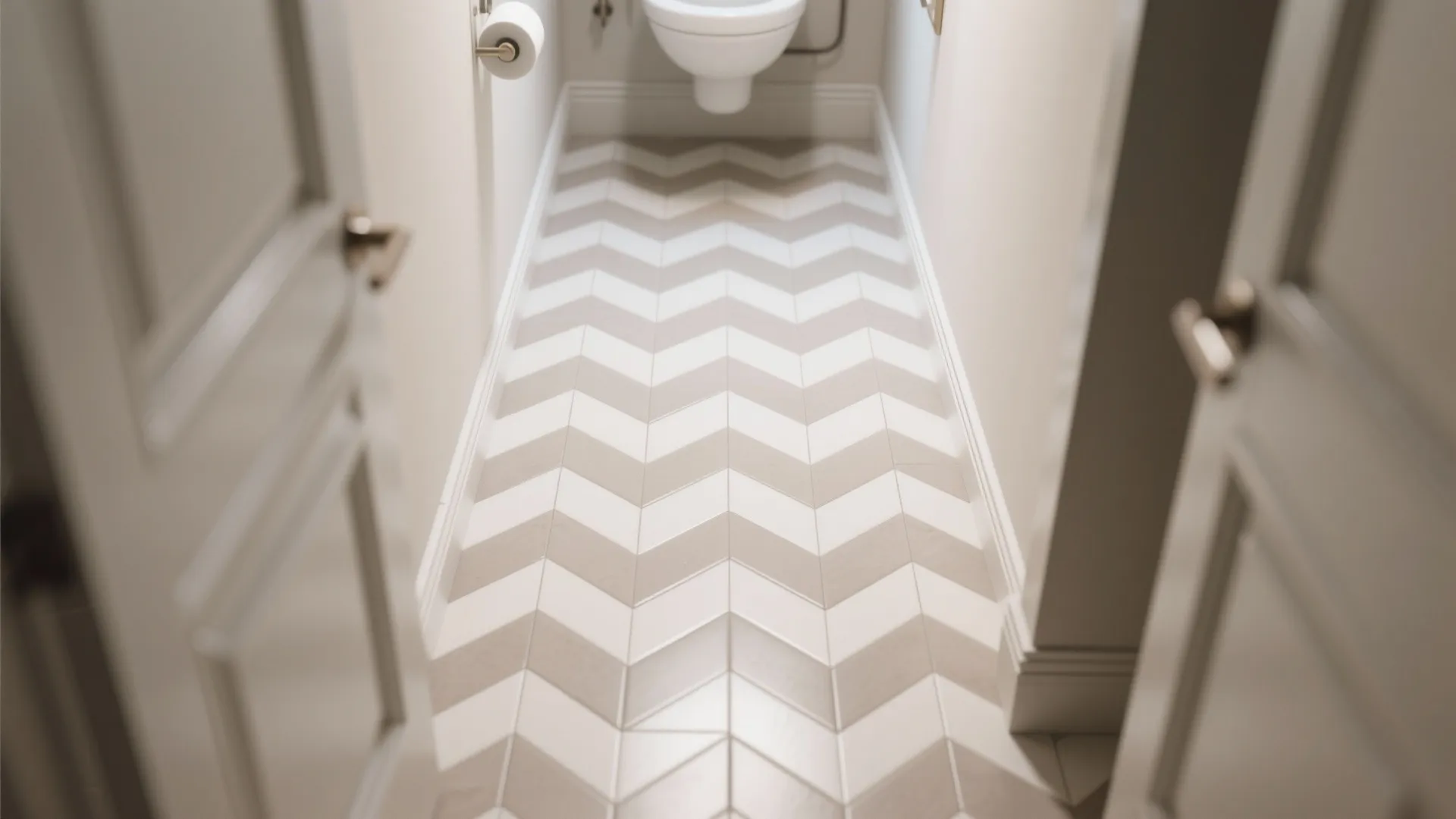 Herringbone walls or floors to visually stretch space