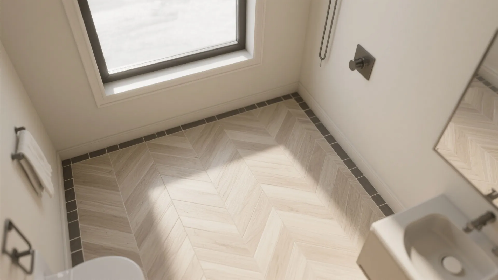 Herringbone or Chevron Floors: Directional Space Illusion