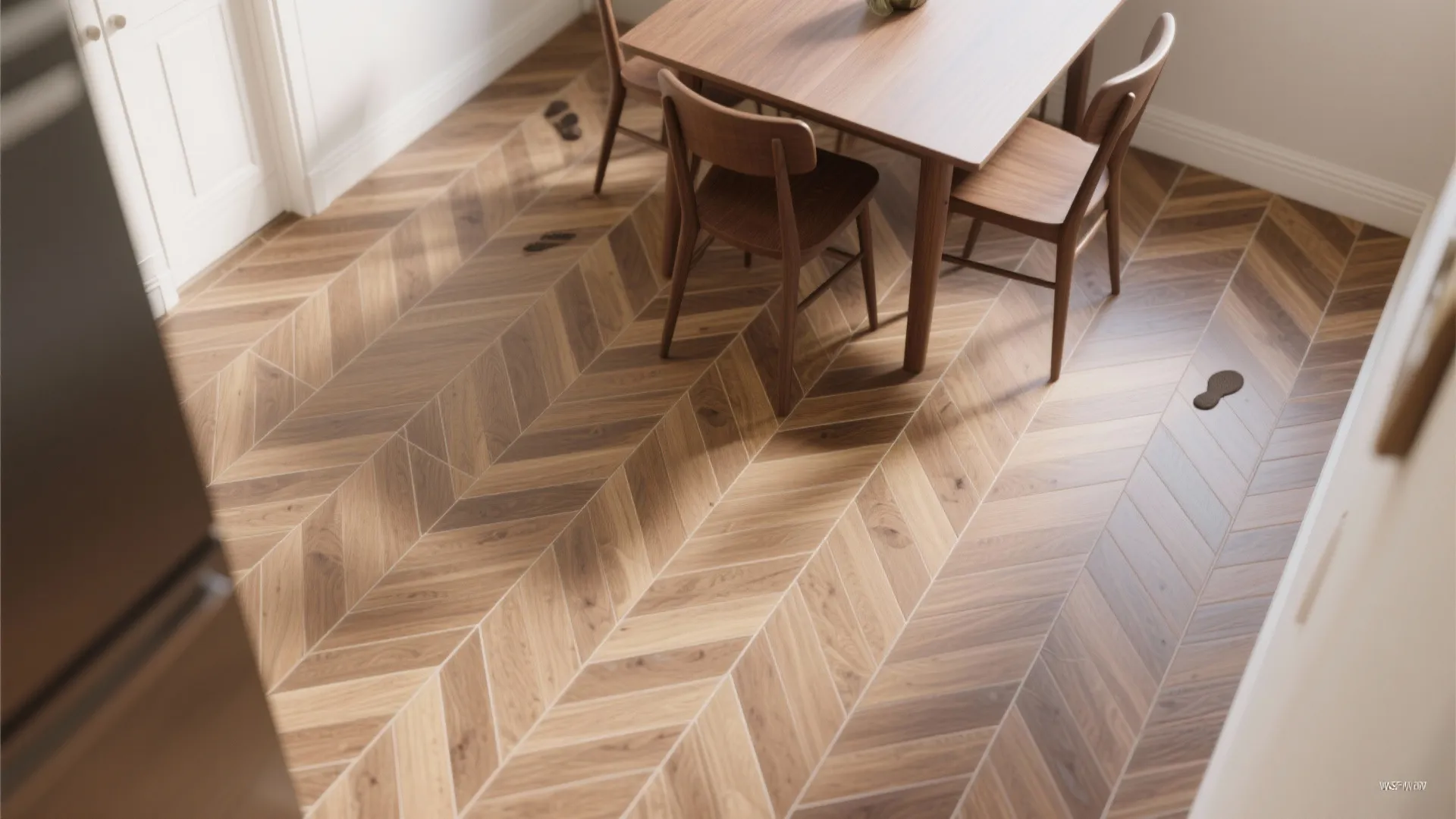 Herringbone Wood-Look Tiles for Warmth Without Worry
