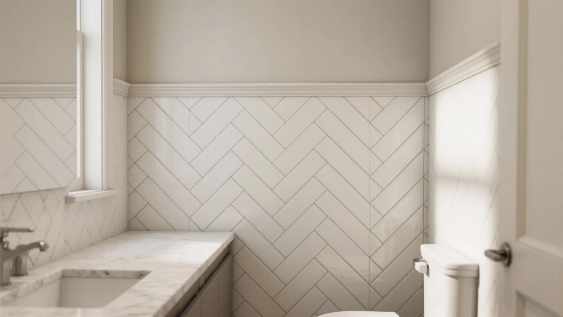 Herringbone Subway Tiles for Subtle Movement