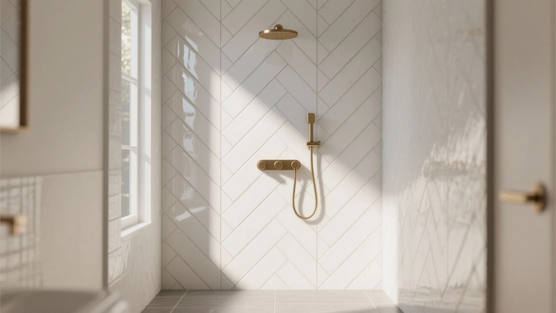 Glossy Herringbone Accent Wall