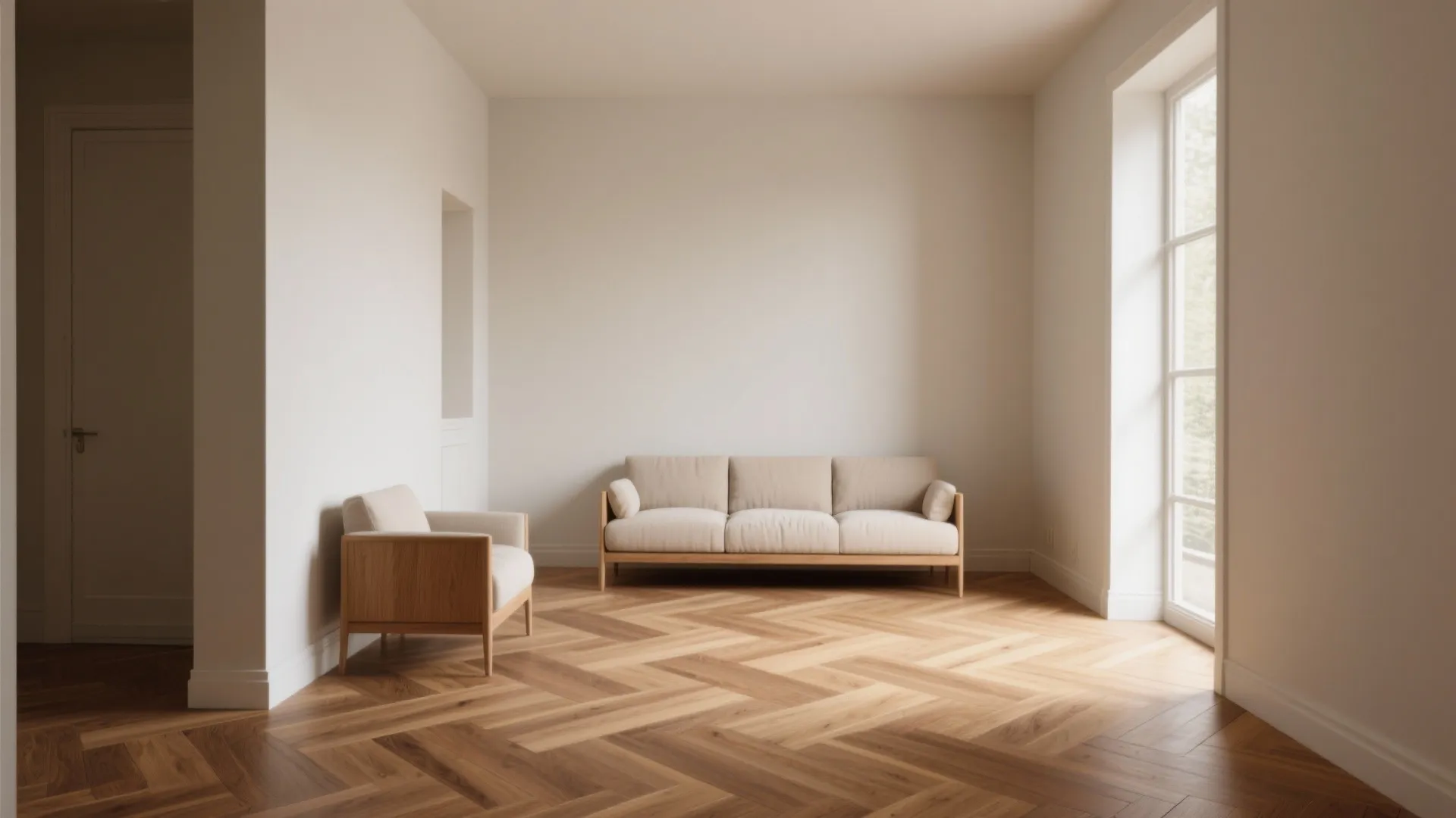 Herringbone Oak That Broadens Small Rooms