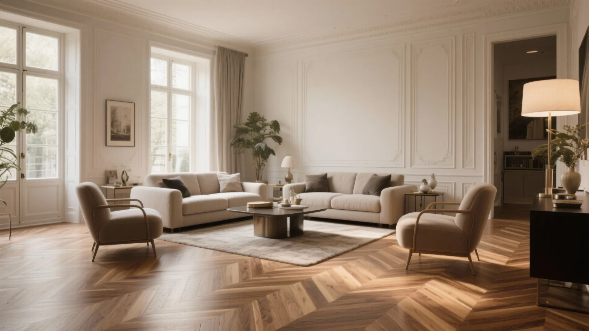 3. Herringbone Patterned Engineered Wood