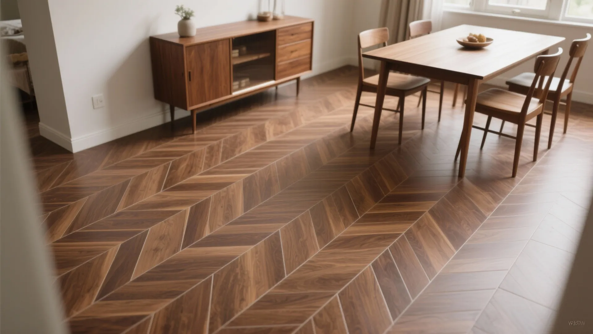 Herringbone Wood-Look Tiles for Warmth Without Worry