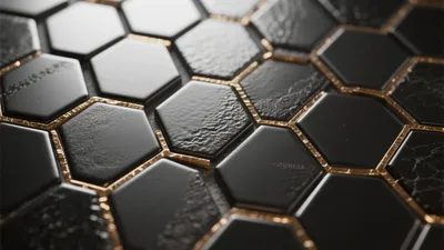 Luxury Hexagonal Tile Design with Gold Grout