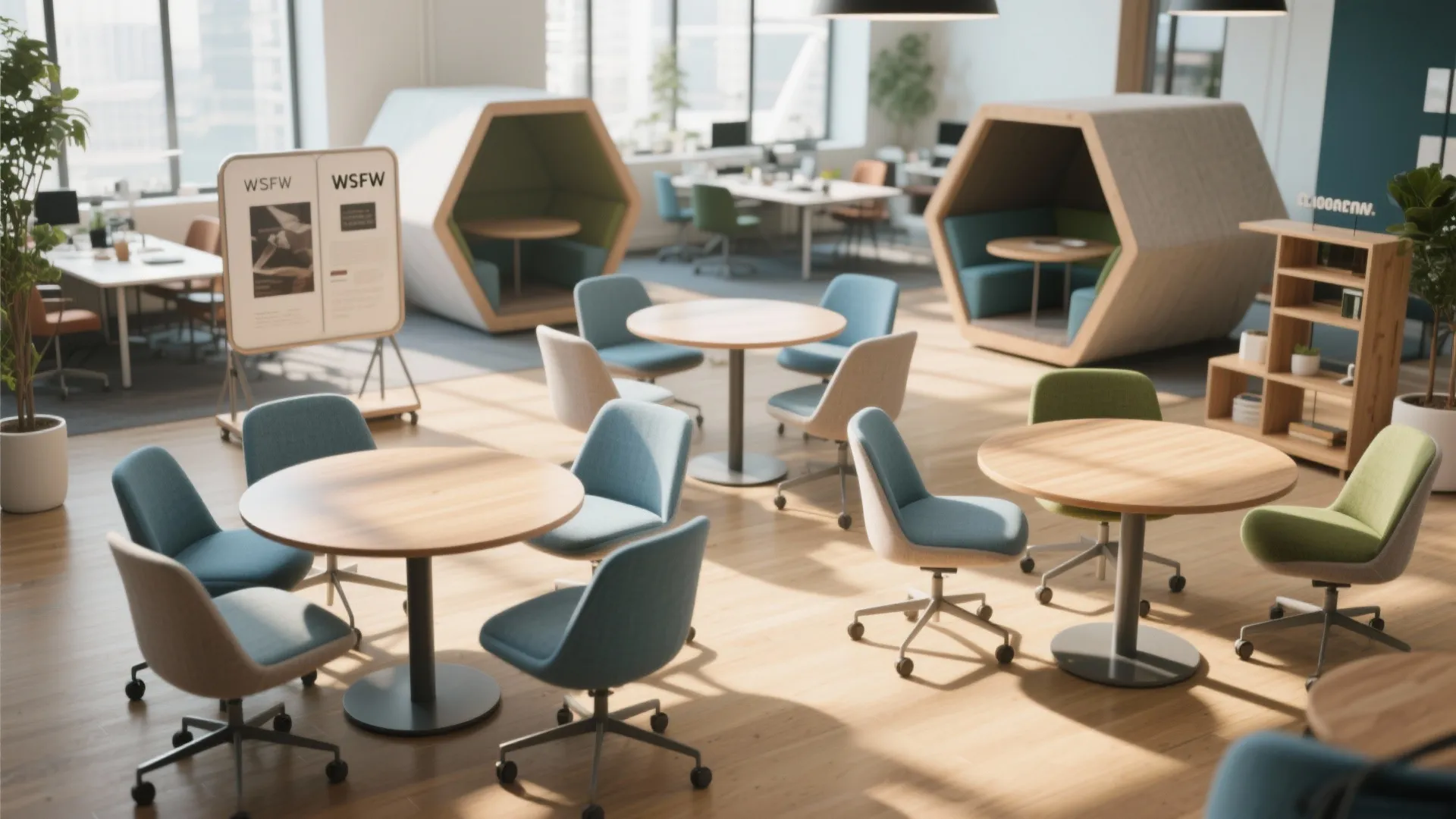 5. Round or hexagonal clusters for collaboration