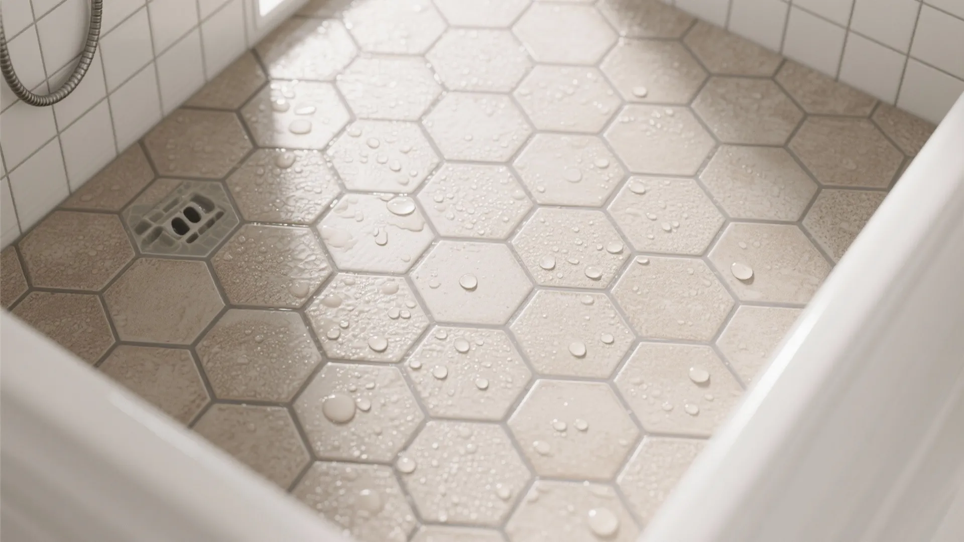Textured Hex Tiles + Tight Grout Grid for Extra Traction