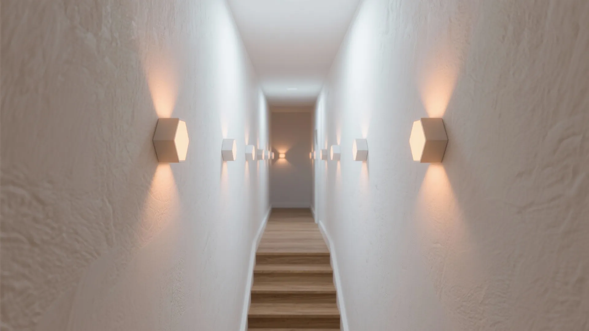 3. Scattered single hex lights as wayfinding accents