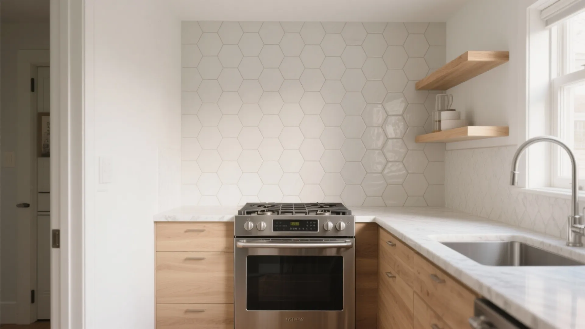 Honeycomb Tile Feature Wall in the Kitchen