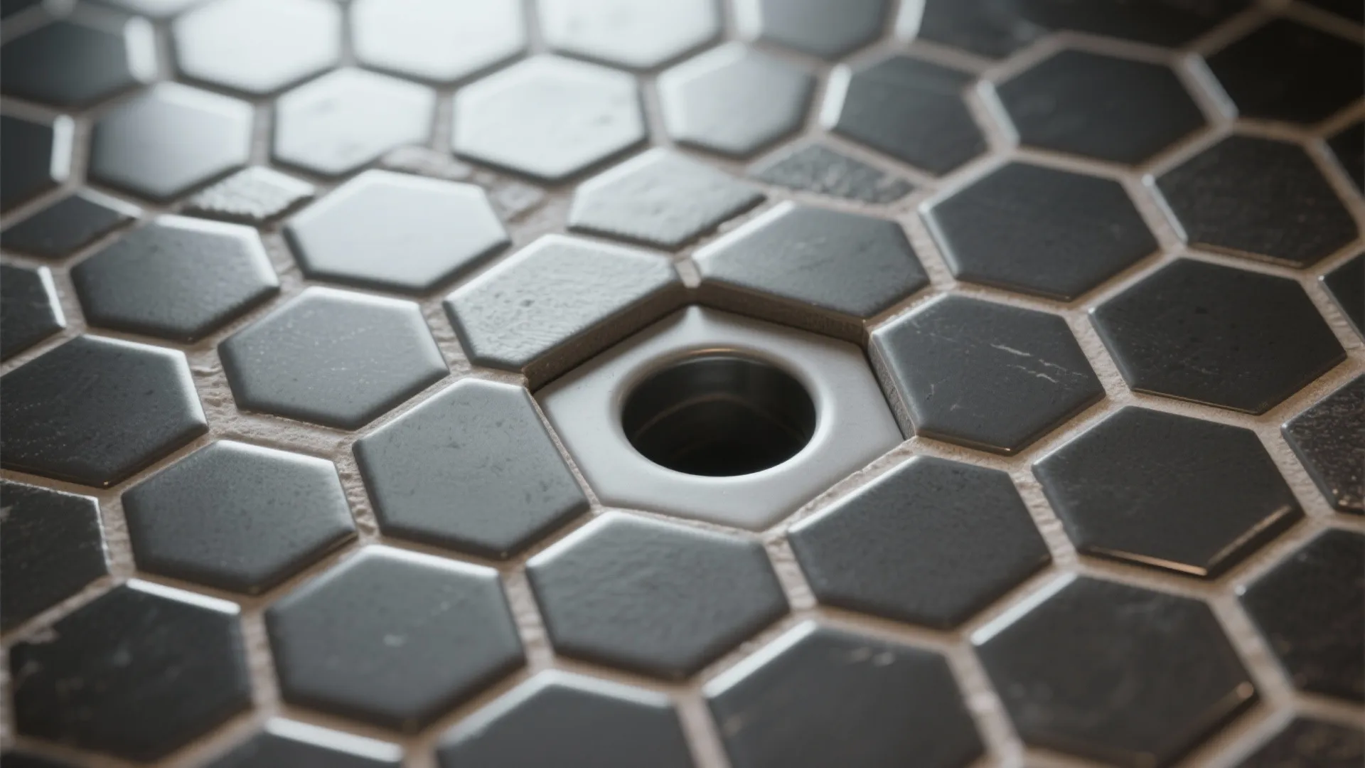 Matte Hex Tiles with Contrasting Grout