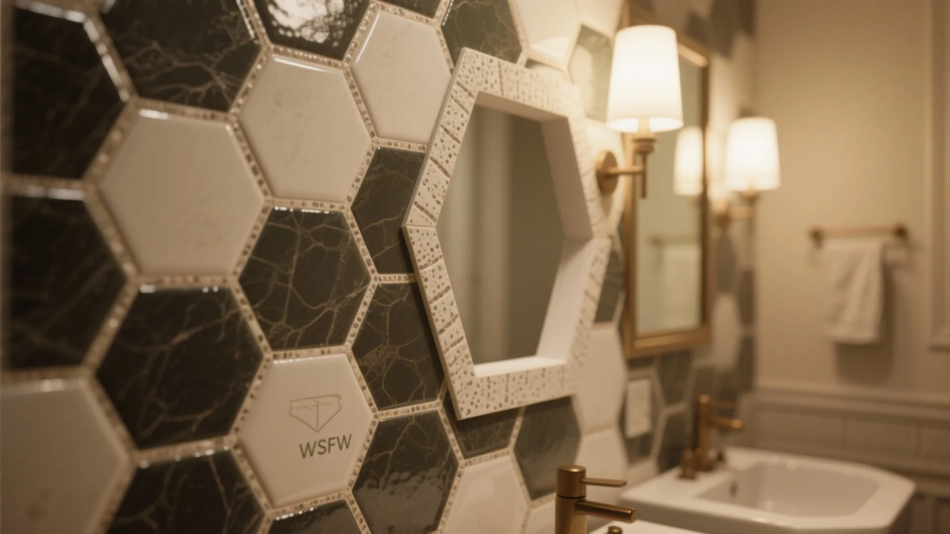 4. Feature Wall in Hexagon Mosaic